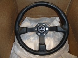 Marine Steering Wheel Black Urethane Black Spoke &amp; Black adaptor - £137.62 GBP