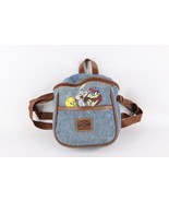Vintage 90s Distressed Looney Tunes Spell Out Denim Mini Backpack Bag Blue - £46.56 GBP