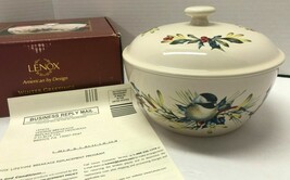 LENOX Winter Greetings Blue Bird 6&quot; Wide Small Casserole Porcelain Covered Dish - £27.45 GBP