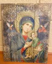 Our Lady of Perpetual Help Image on Wood Pallet, New - £23.45 GBP
