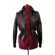 Miley Cyrus max azria vegan leather jacket  size L waist banded - £30.90 GBP