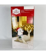 New! 3 ft Wide White Seal With Holly Berry Scarf Christmas Airblown Infl... - $39.99