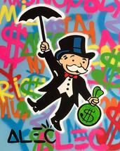 Framed canvas art print giclee Monopoly Man rich uncle graffiti pop money bag - £31.30 GBP+