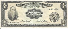 CENTRAL BANK OF THE PHILIPPINES 1 PESO Bill NOTE 1949 CIR. # 80 - $8.90