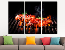 Grilled Pork Canvas Print Kitchen Decor Restaurant Decor Pork Lover Gift Pork Pr - £39.16 GBP