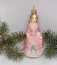 Princess in pink glass Christmas handmade ornament, Christmas glass decoration - £12.34 GBP