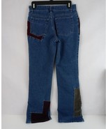 No Boundries Women&#39;s Embroidered Floral Patchwork Bootcut Blue Jeans Size 5 - $457.31 MXN