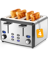 4 Slice Toaster Dual Control Panel Bread Toasters with Extra Wide Slots ... - €54,19 EUR