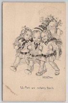 Walter Darr US Men Are Certainly Devils Children Sketch Style Postcard T25 - £4.44 GBP