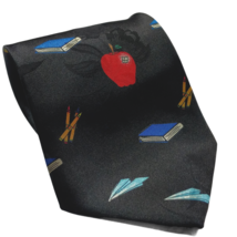A. Rogers School Books Pencils Apples Paper Airplanes Polyester Necktie - £16.67 GBP