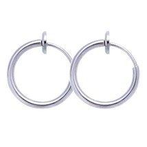 2Pcs Fake Nose Ring Retractable Earrings Hoop Faux Lip Earrings Cartilage Septum - £10.41 GBP