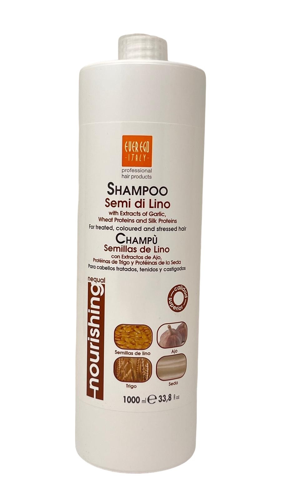 Ever Ego Semi Di Lino Shampoo With Extracts of Garlic and Wheat Proteins 33.8 Oz