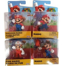 World of Nintendo Super Mario Jakks 2.5&quot; Figures Lot of 4 Fire Raccoon Mario - £21.27 GBP