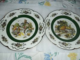 Pair of dinner plates in Ascot-Village Pattern by Wood &amp; Sons 10 1/2&quot;[DL18] - £46.12 GBP