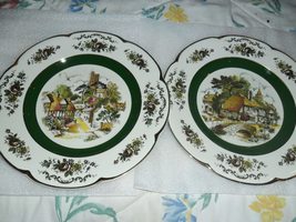 Pair of dinner plates in Ascot-Village Pattern by Wood &amp; Sons 10 1/2&quot;[DL18] - £43.94 GBP