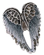 YACQ Angel Wings Stretch Ring Scarf Clasp Buckle Women Biker Bling Crystal Jewel - £12.68 GBP