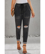 Black Gather Round Distressed Pocketed Denim Jogger - $654.59 MXN Black Gather Round Distressed Pocketed Denim Jogger - $654.59 MXN