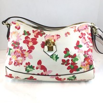 New Liz Claiborne White Floral Handbag Faux Pebbled Leather Baguette W/Accents - £21.79 GBP