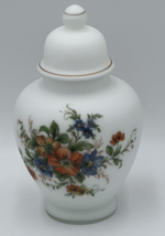 Vintage White Frosted Glass Ginger Jar With Flowers 11.5&quot; Tall VGC - £15.88 GBP