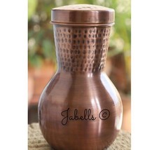 Copper Bedroom Bottle With Hammered &amp; Smooth Matka Design Lacquer Coated... - $70.57