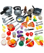 Play Kitchen Toy Set For Kids: 46Pcs Pretend Cooking Playset With Plasti... - £35.11 GBP