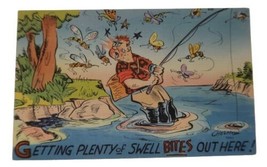 Vtg Postcard Tichnor Brothers Lithograph Getting Plenty of Swell Bites O... - £7.89 GBP