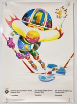 Winter Olympics Sarajevo Mascot Vintage Poster Hockey 1984 - £64.72 GBP