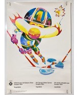 Winter Olympics Sarajevo Mascot Vintage Poster Hockey 1984 - £64.88 GBP