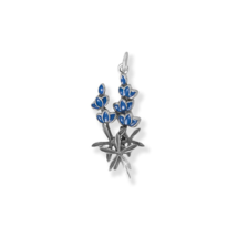 Sterling Silver Enamel Bluebonnet Charm for Charm Bracelet or Necklace - £24.78 GBP