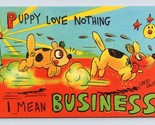 Larry Smith Artist Signed Comic Puppy Love Dogs Linen Asheville Postcard... - $3.91