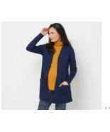 Isaac Mizrahi Live! Essentials Open Front Knit Cardigan Dark Navy XX-Small - $244.23 MXN