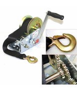 Dual Gear 2500lbs Hand Winch Hand Crank Nylon Strap Gear Winch ATV Boat ... - $46.74