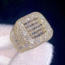 4Ct Redondo Corte Diamante Imitación Hombres Compromiso Anillo 14k Amarillo Oro - £155.29 GBP