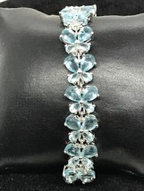 6Ct Pear Cut Simulated London Blue Topaz Tennis Bracelet Gold Plated 925 Silver - £143.63 GBP