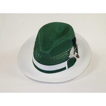 Men's Bruno Capelo Belvedere 2-Tone Straw Style Fedora Hat BD953 Emerald/White image 3