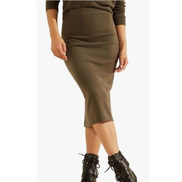 GUESS Womens L Asphalt Grey Kaia Midi Sweater Skirt NWT AY74 - $39.19