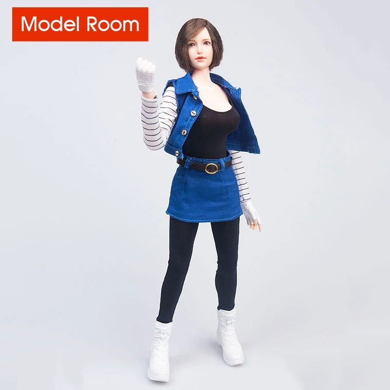 TYM132 1/6 Android 18 Vest Skirt Shirt Clothes Set with Combat Shoes Hands - £53.10 GBP+