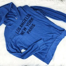 SUNDRY Los Angeles New York Paris Hoodie Sweatshirt Top Size 2 Medium NWOT Blue - £35.61 GBP
