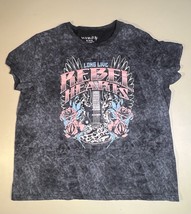 Wound Up T Shirt Long Live Rebel Hearts Girls XL (16-18) Smoky Black - $9.67