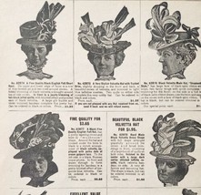 1900 Womens Feather Hats Advertisement Victorian Sears Roebuck 5.25 x 7&quot; - $18.49