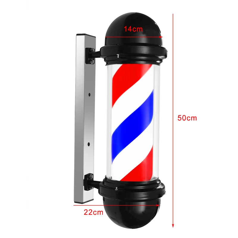 55cm LED Barber Shop Sign Pole Light Red White Blue Stripe Design Roatin... - $279.48