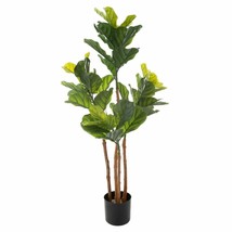 Fiddle Leaf Fig Tree Faux 50 Inch Plant Indoor Home Decor Leaves Artificial - £95.11 GBP