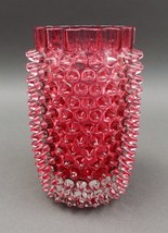 Hobbs Brockunier &amp; Co. Dew Drop Cranberry Red Hobnail Glass Celery Vase (Read) - £237.26 GBP