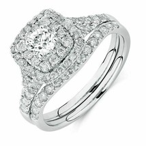 3.CT Simulé Diamant 14K Plaqué or Blanc Fiançailles Mariage Ring Set - £109.40 GBP
