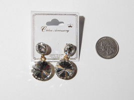 Chloe Ladies Jeweled Drop Dangle Earrings Gold Tones Push Back Fastene - £7.98 GBP