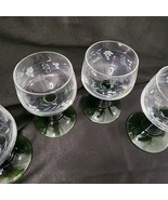 4 Luminarc FRANCE Glass Wine Goblets Emerald Green Stem Ribbed Grape Vine - £23.61 GBP