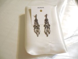 Alfani 2-7/8&quot; Grey Tone Simulated Diamond Dangle Drop Earrings Y421 - £7.64 GBP