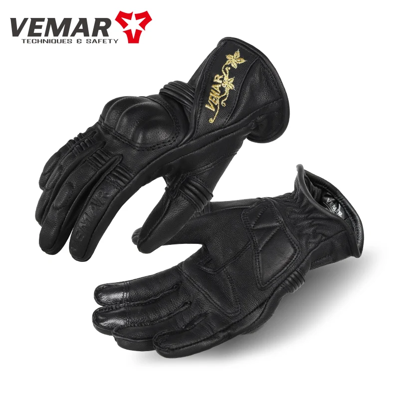 VEMAR Women Motorcycle Gloves Female Vintage Motorcyclist Gloves Leather Pink Bi - £203.56 GBP