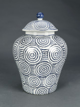 AA Importing Blue and White Circles 14&quot; Ginger Jar with Lid - £146.94 GBP