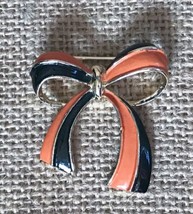 Vintage Signed Gerrys Halloween 1.5 Inch Orange Black Ribbon Brooch Pin ... - $9.90